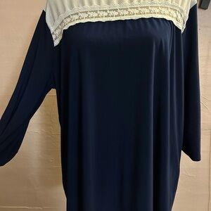 Navy and Cream Long Sleeve Shirt